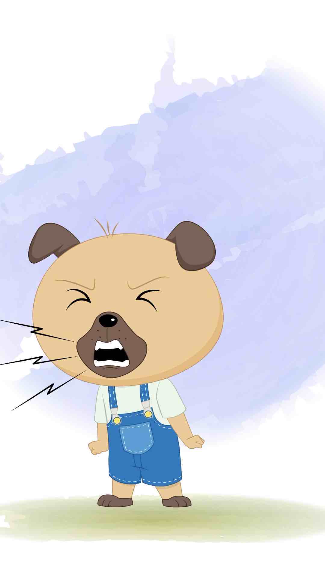 An angry little dog animated cartoon character aka duffy the dog