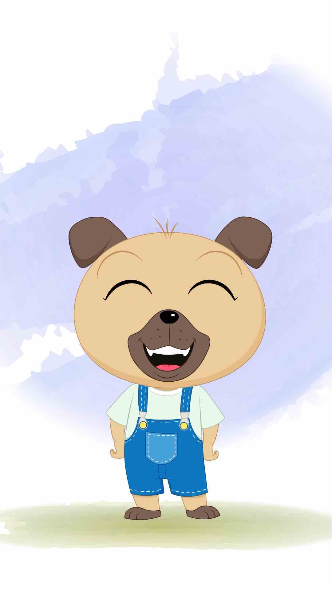 A little dog laughing animated cartoon character aka duffy the dog