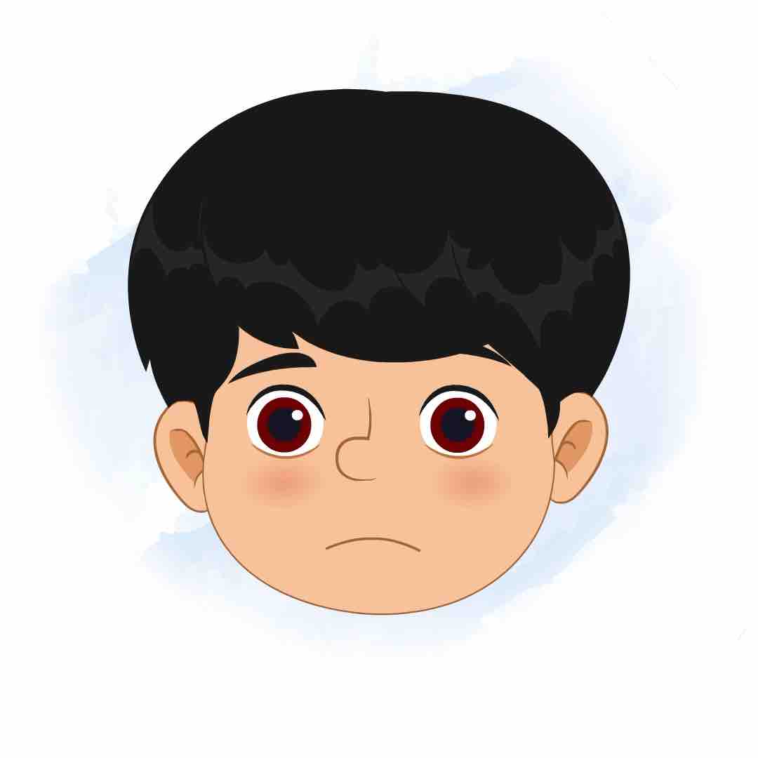 A cute school boy animated cartoon face with different facial expressions aka aarav