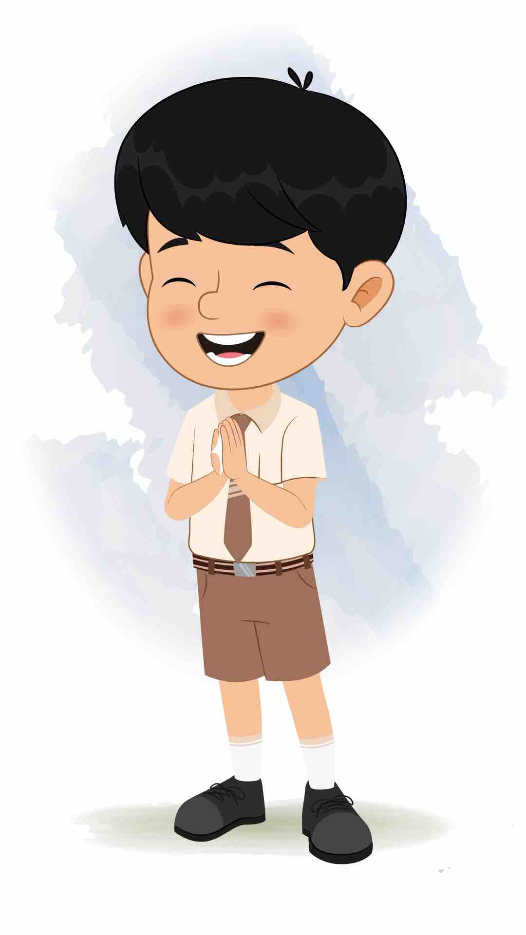 A cute school boy clapping animated cartoon character aka aarav