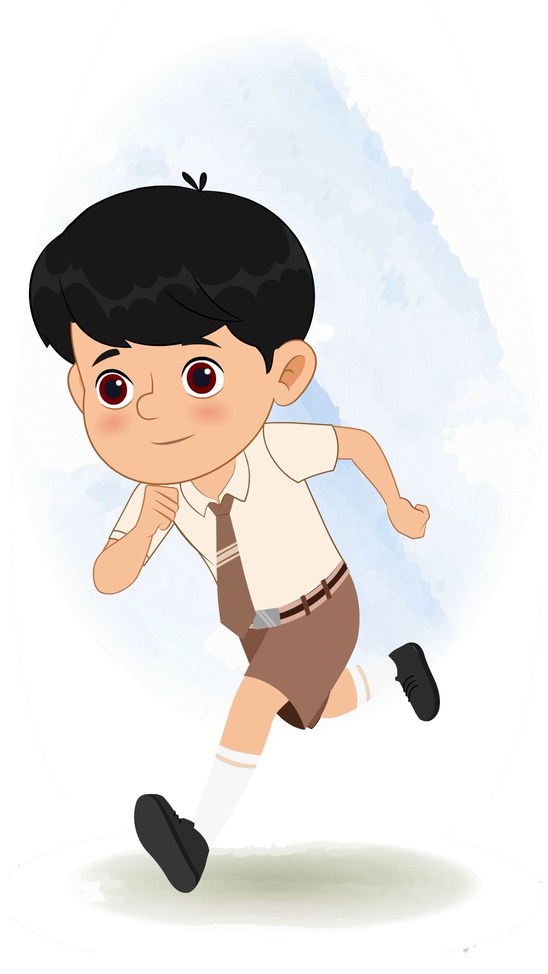 A cute school boy running three quarter view animated cartoon character. A cute boy three quater view running cartoon aka aarav