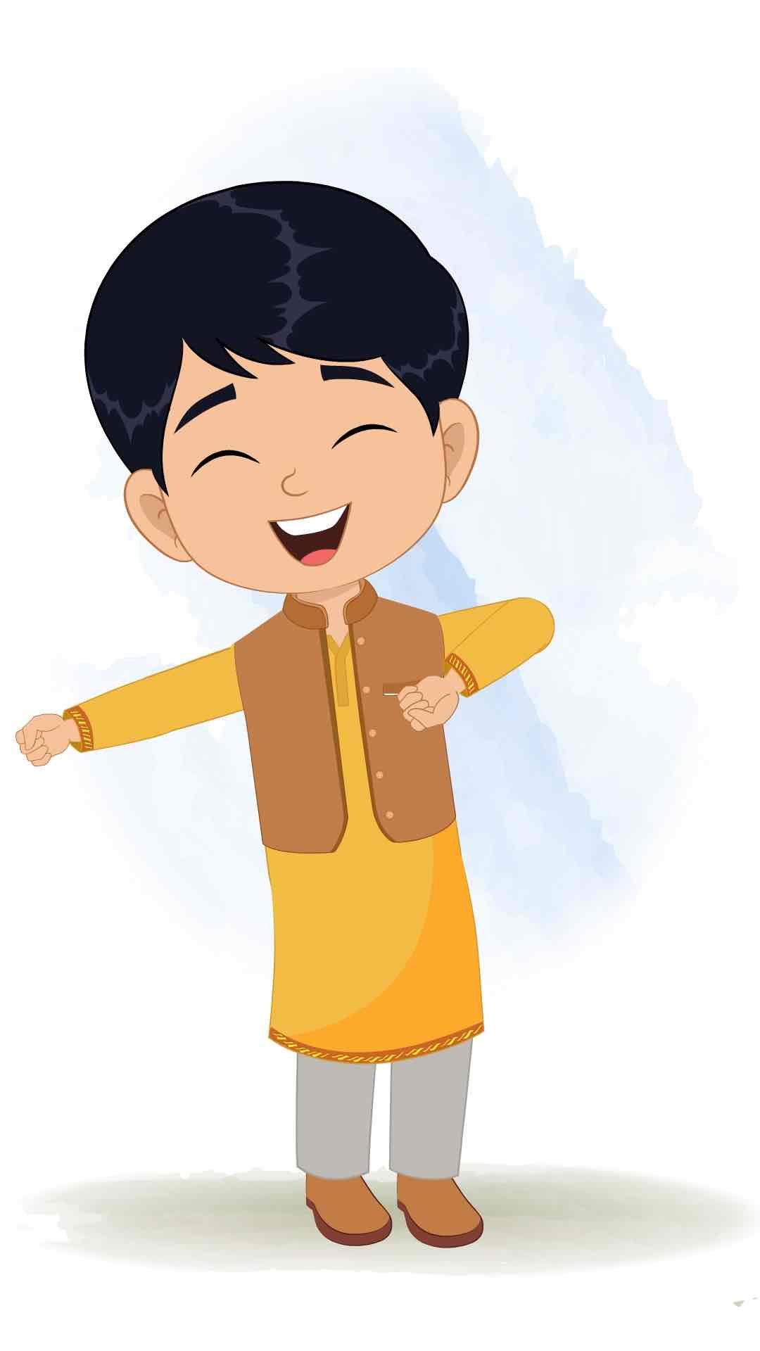 An Indian boy dancing animated cartoon character aka ishaan