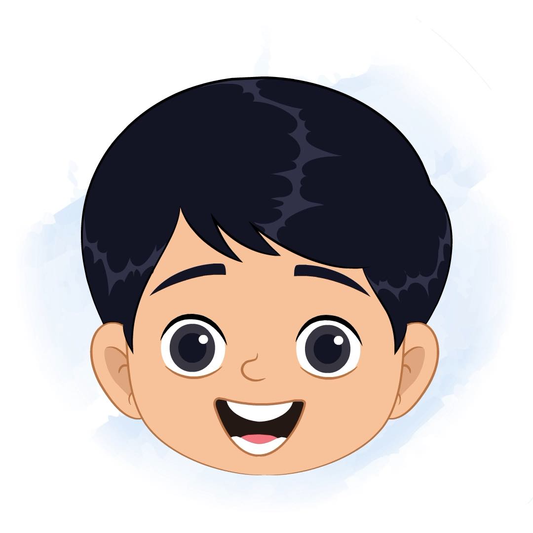 An Indian animated cartoon face with different facial expressions aka ishaan