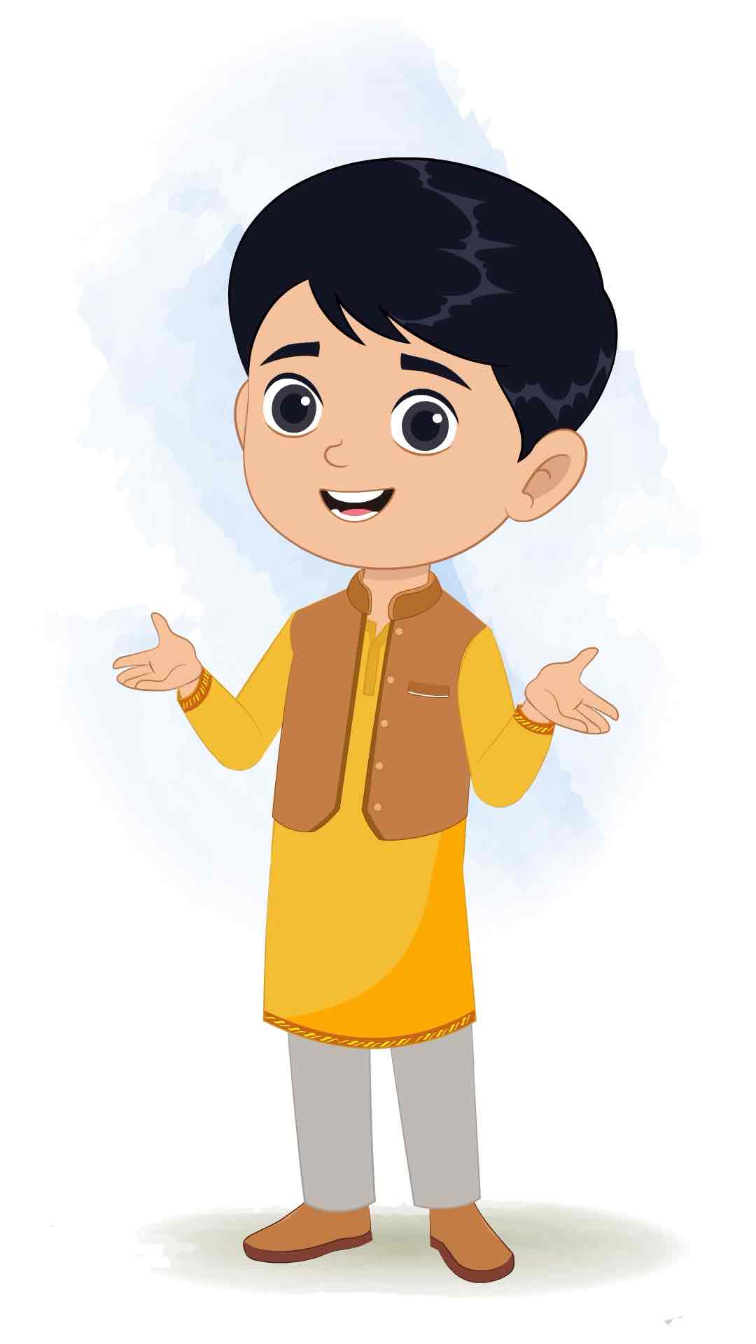 An Indian boy talking animated cartoon character aka ishaan