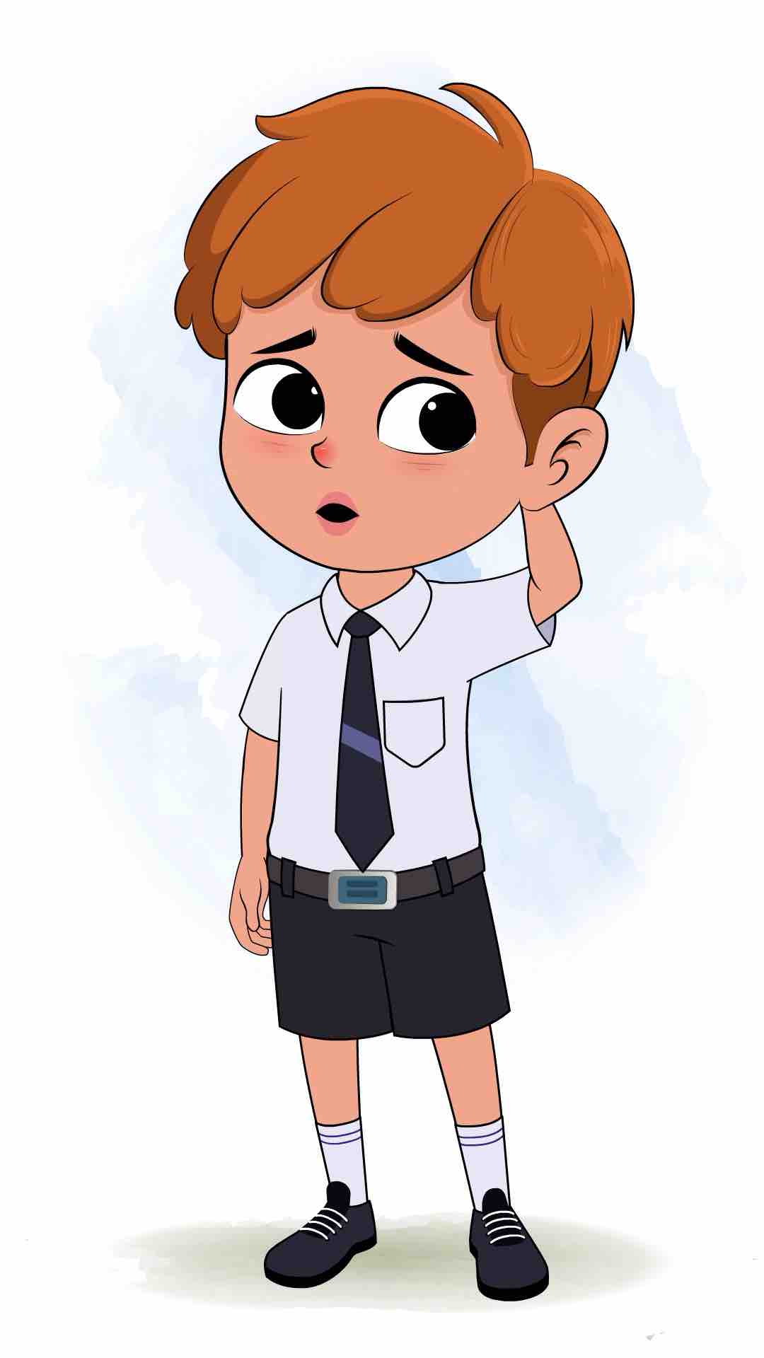 A confused school animated cartoon character aka leo