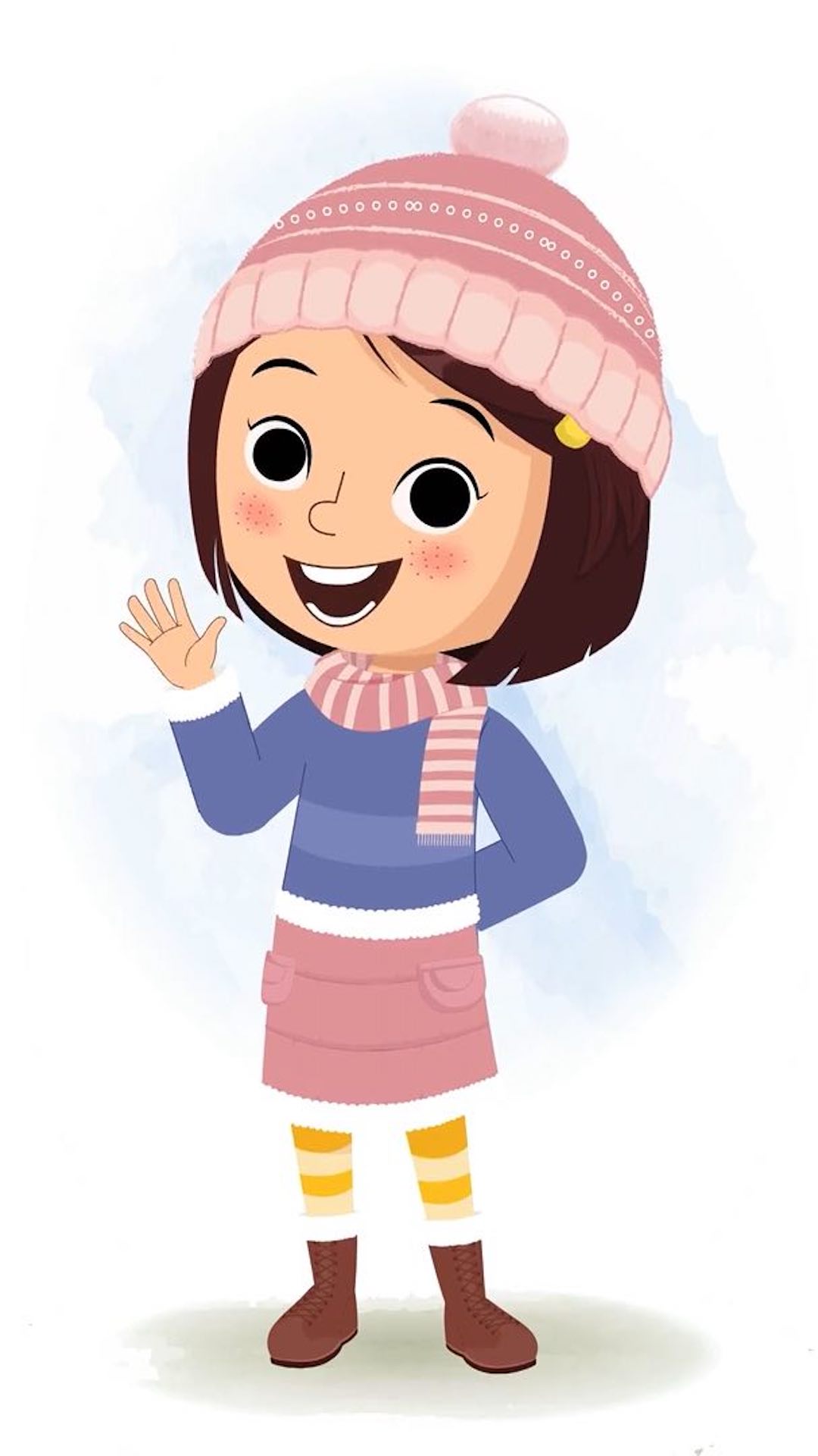 A little girl saying hello animated cartoon character aka misti