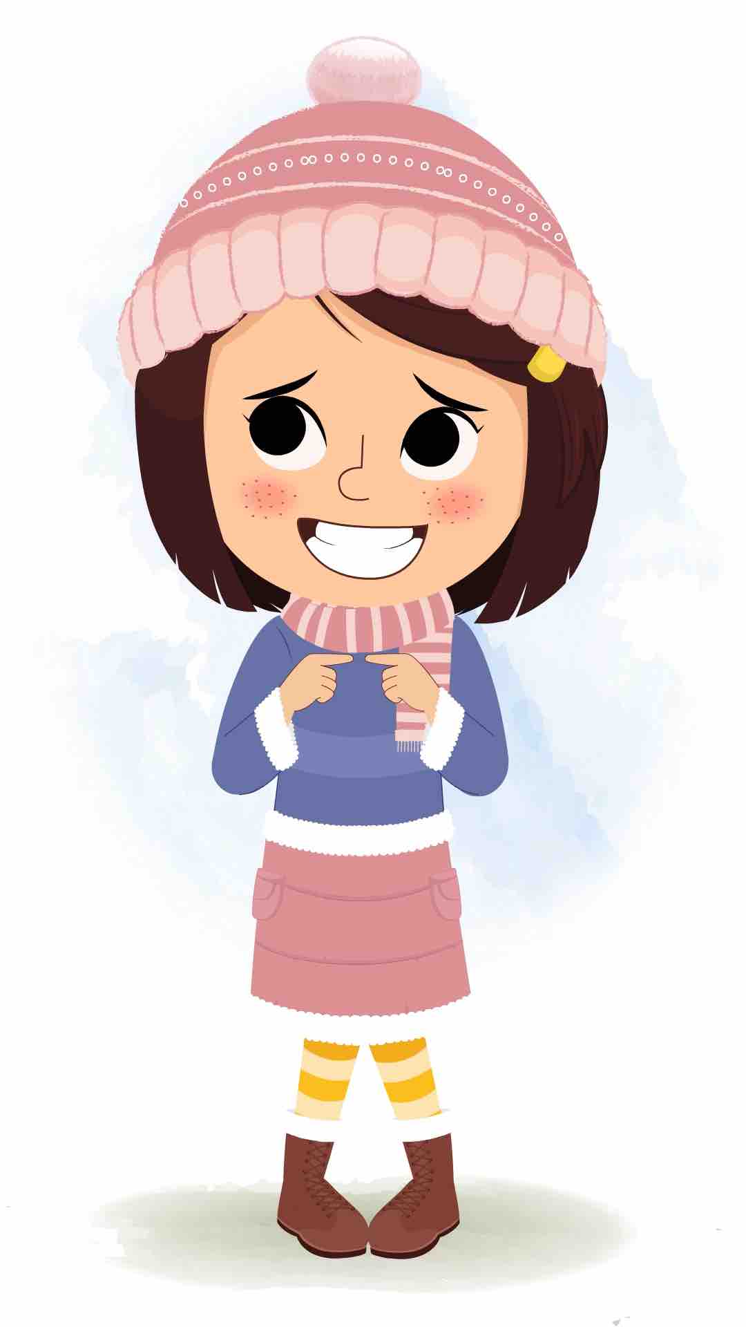 A little nervous girl animated cartoon character aka misti