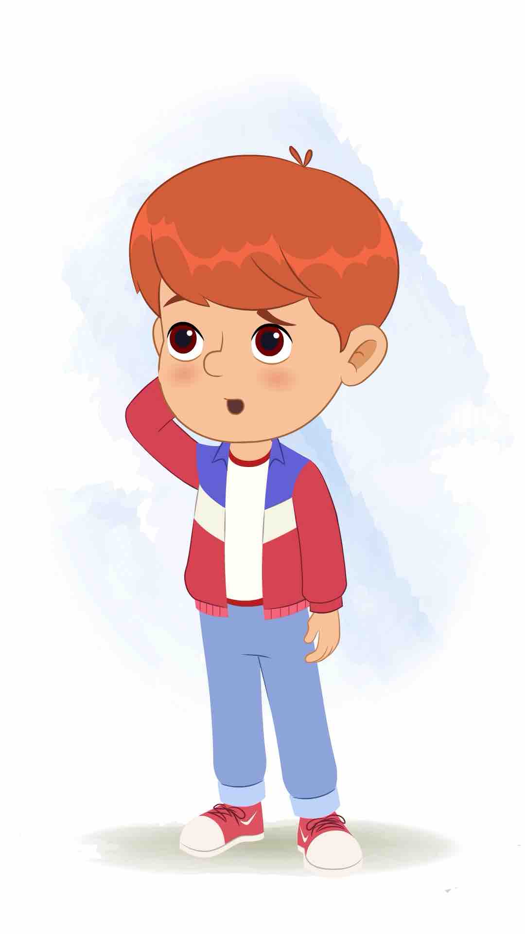 A cool confused boy animated cartoon character aka max