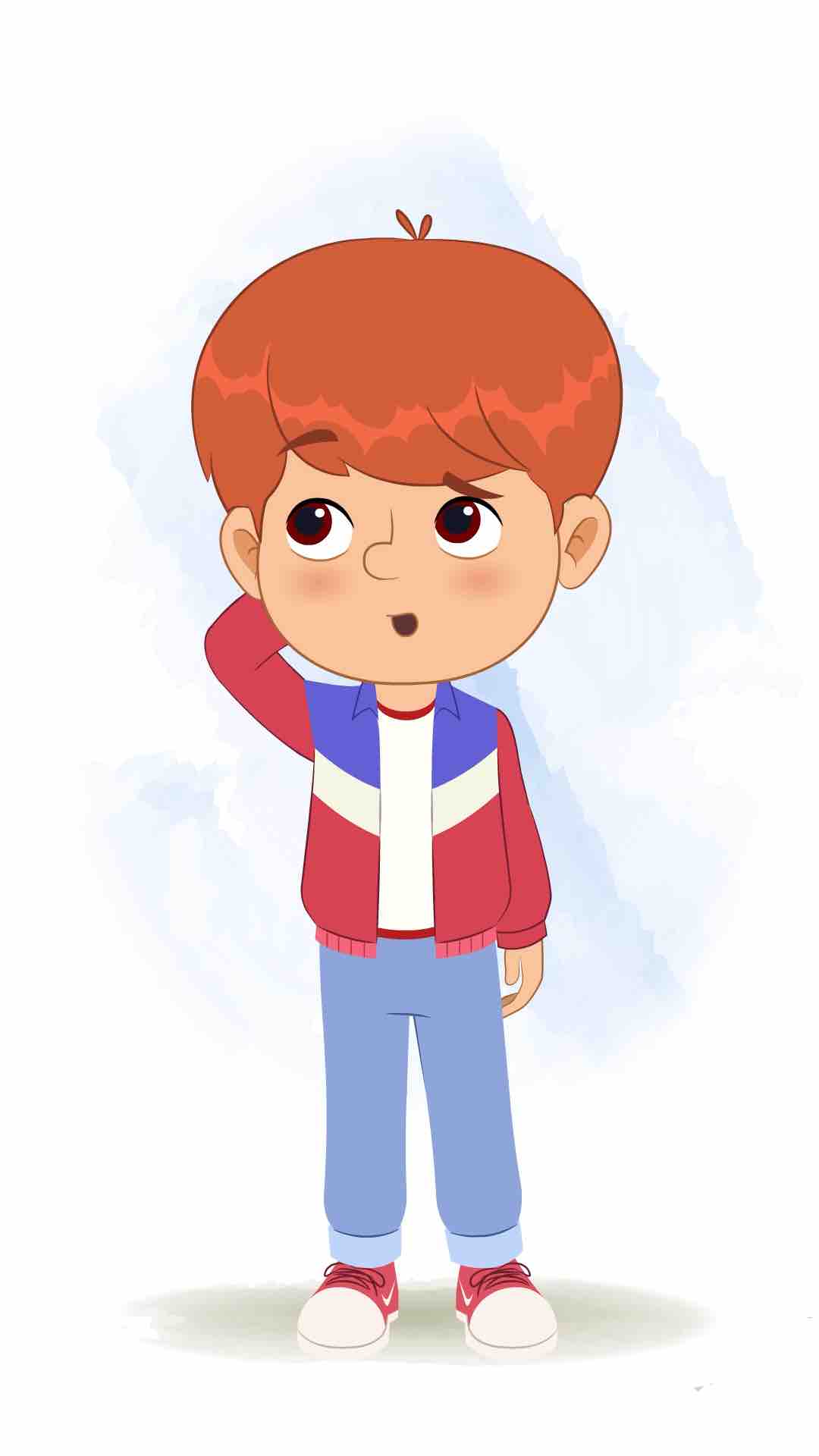 A cool confused boy animated cartoon character aka max