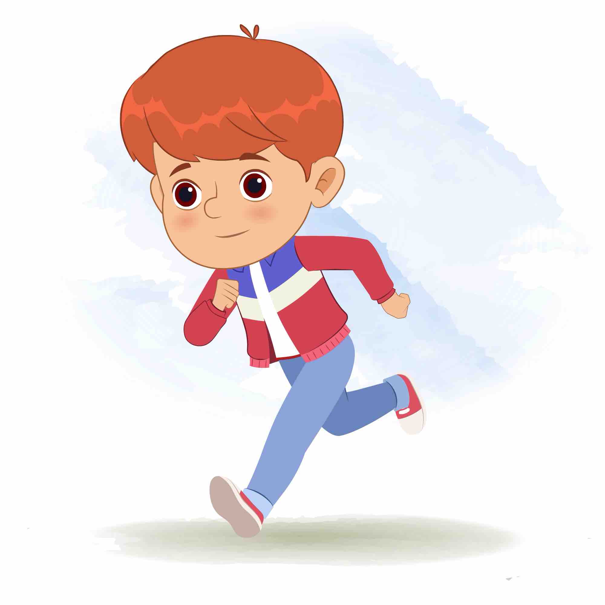 A cool boy running three quarter view animated cartoon character aka max