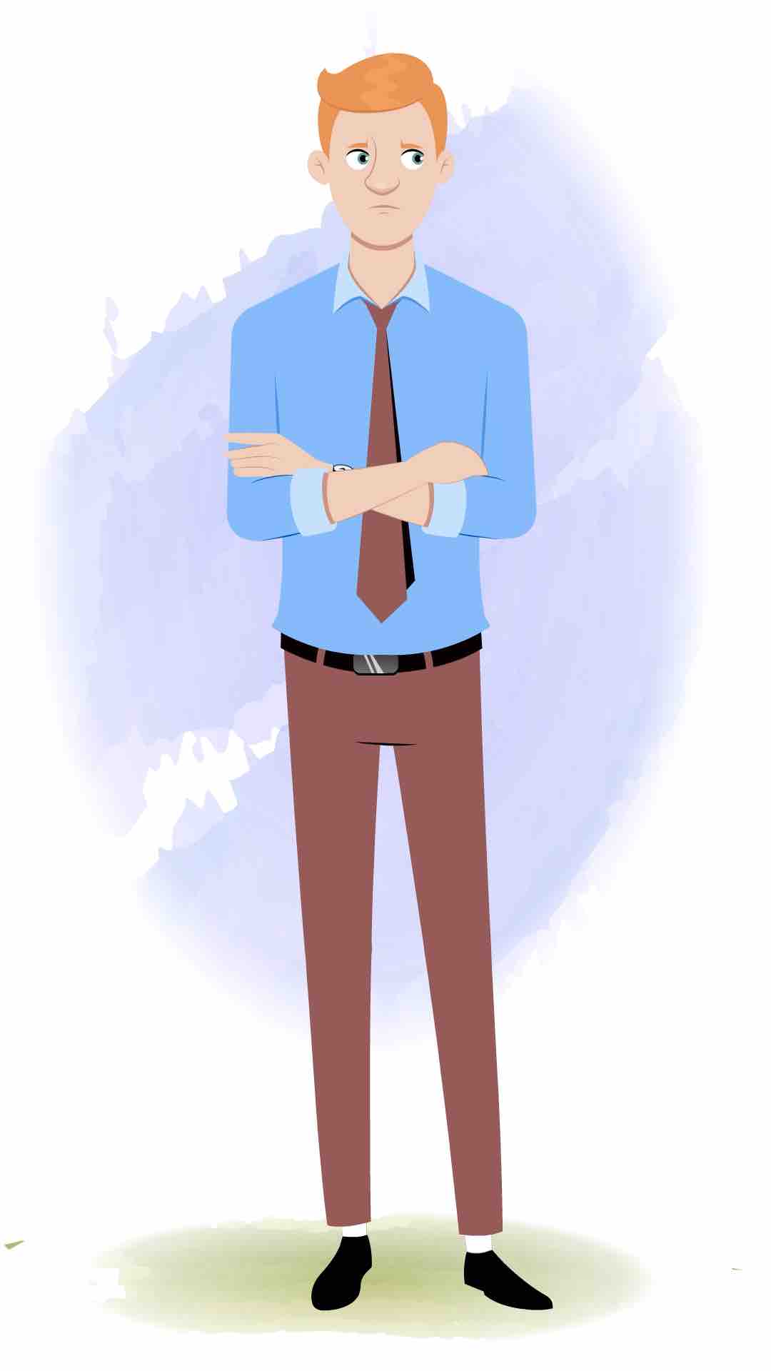 An annoyed office employee animated cartoon character AKA Kevin