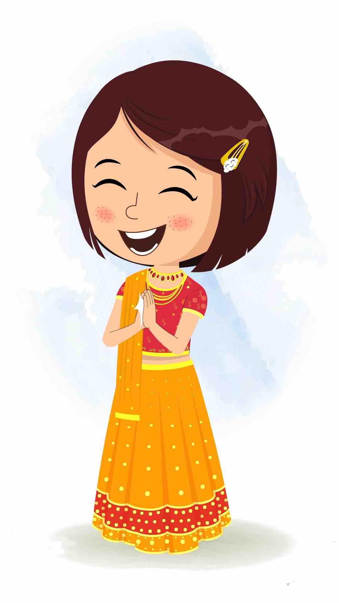 An Indian girl clapping animated cartoon character aka misti