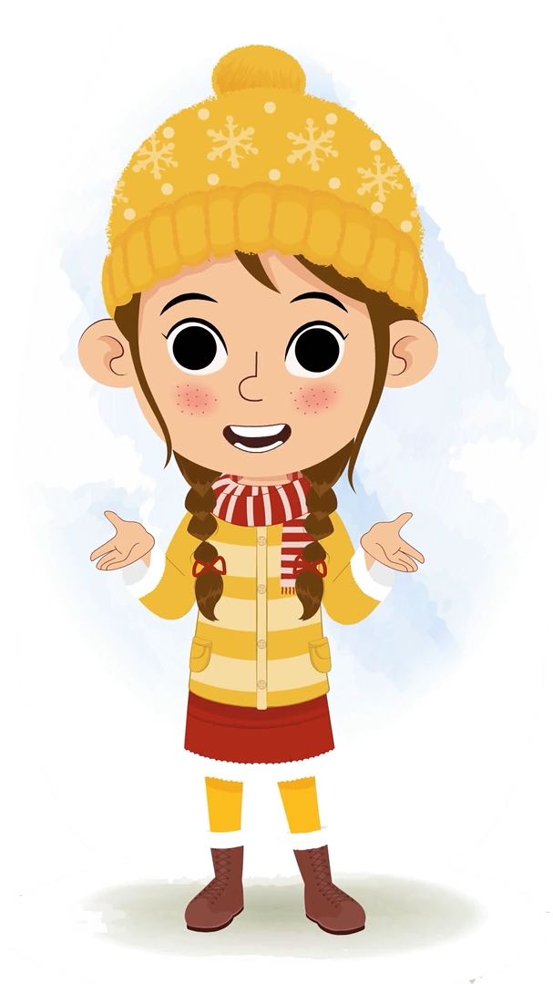 A cute girl in winter clothes talking animated cartoon character aka nancy