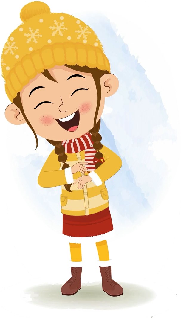 A cute girl in winter clothes dancing animated cartoon character aka nancy