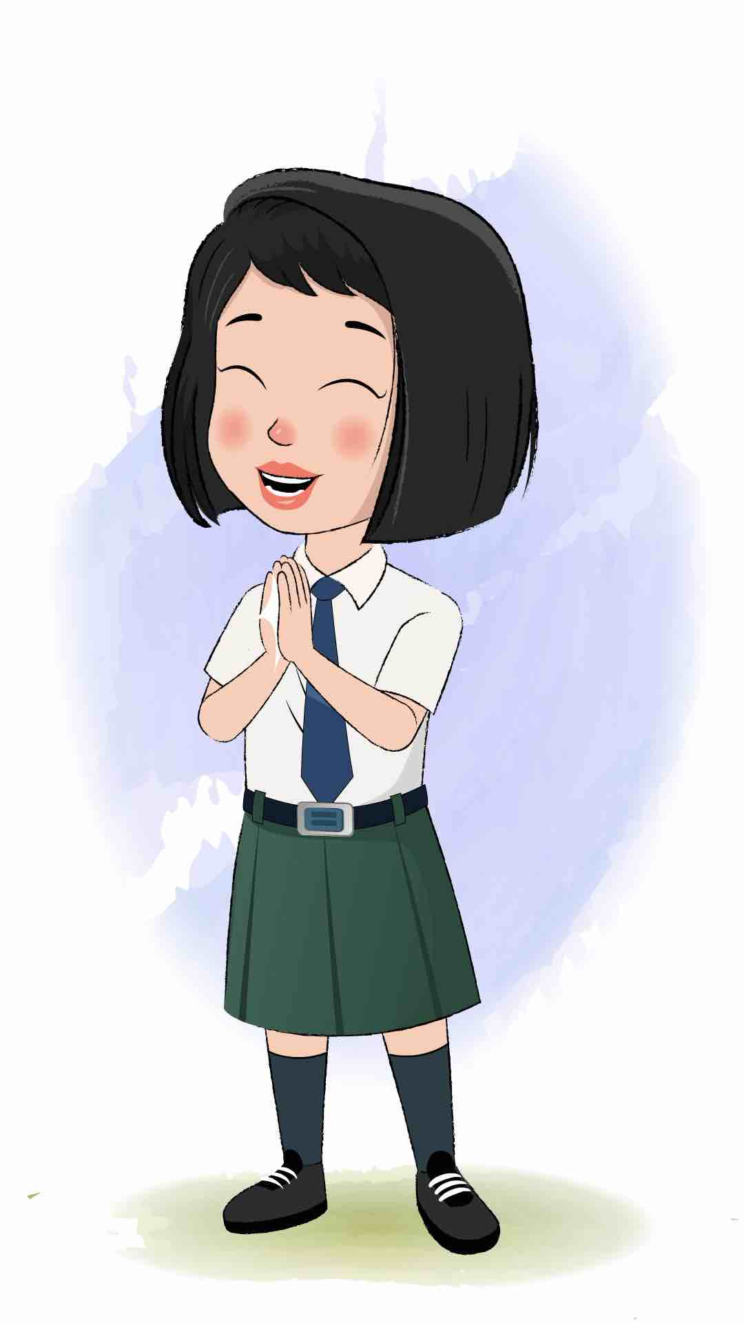 A school girl clapping animated cartoon character aka anaya