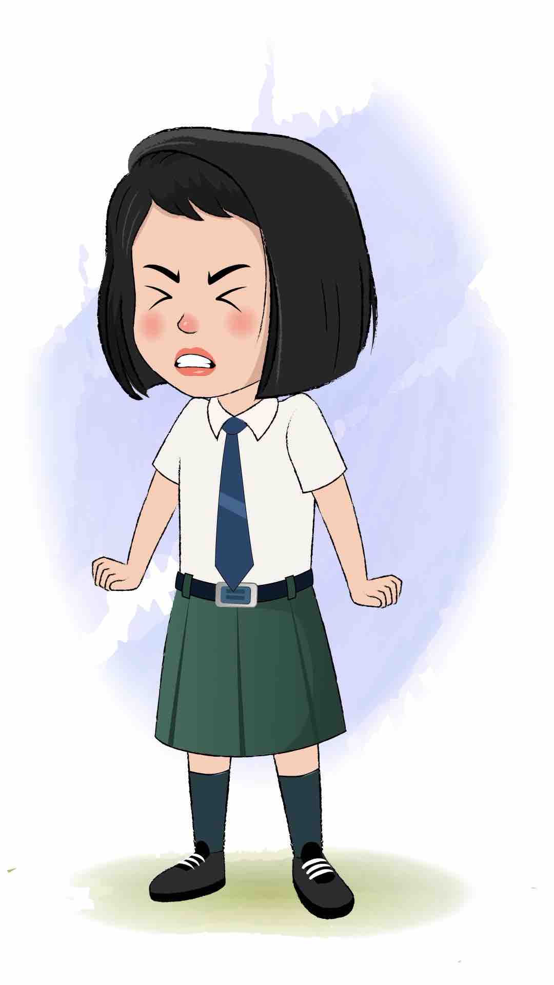 An angry school girl animated cartoon character aka anaya