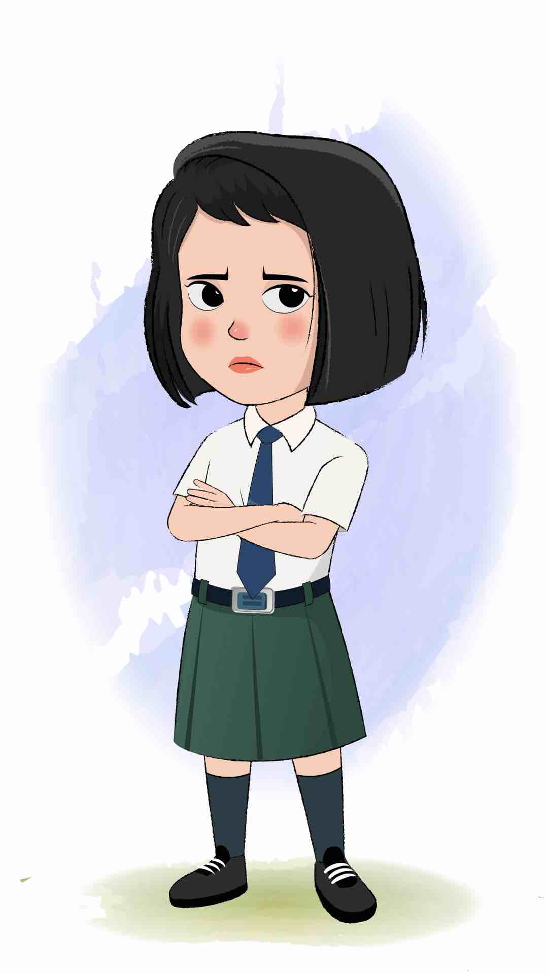 An annoyed school girl animated cartoon character aka anaya