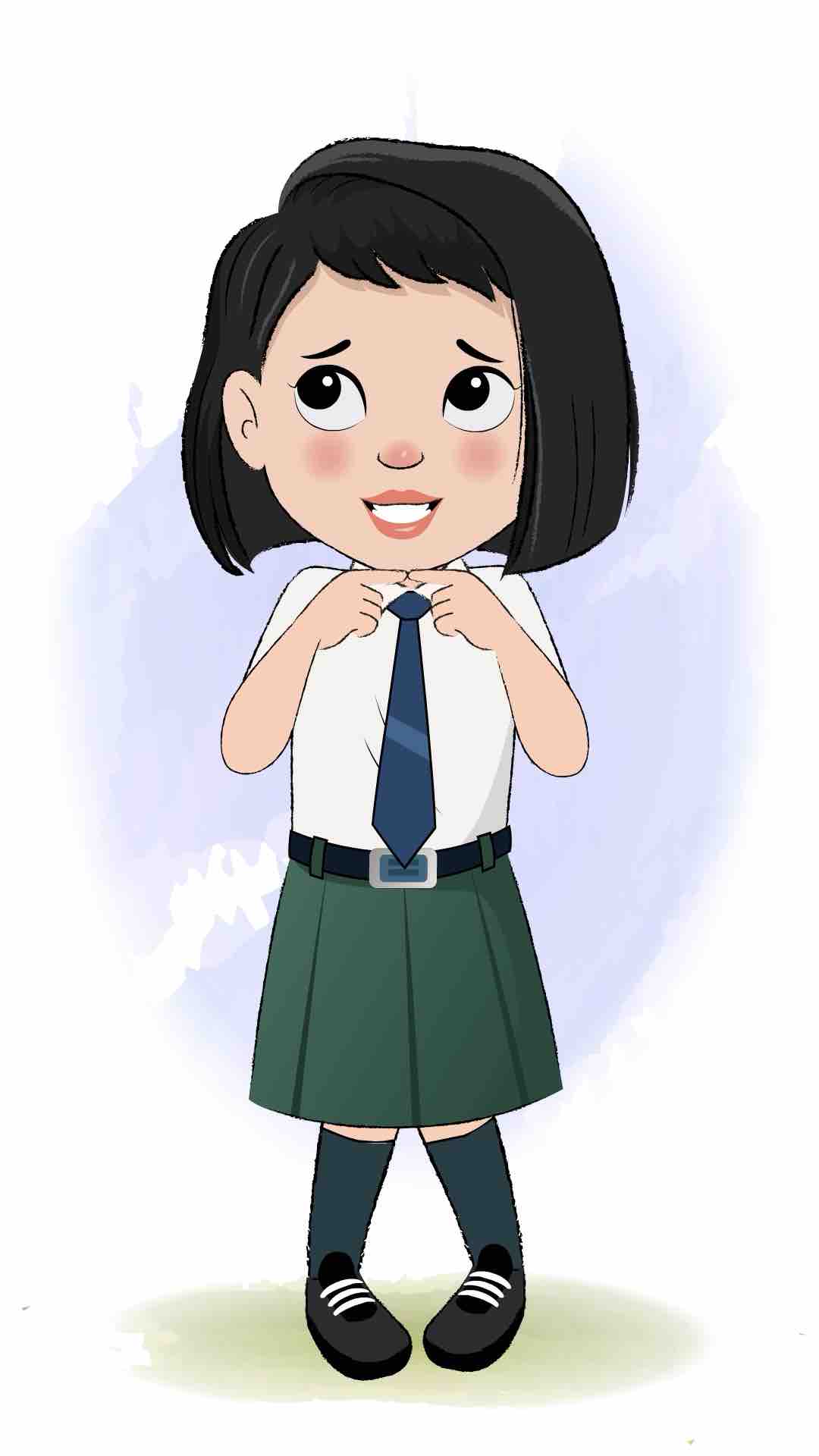 A nervous school girl animated cartoon character aka anaya