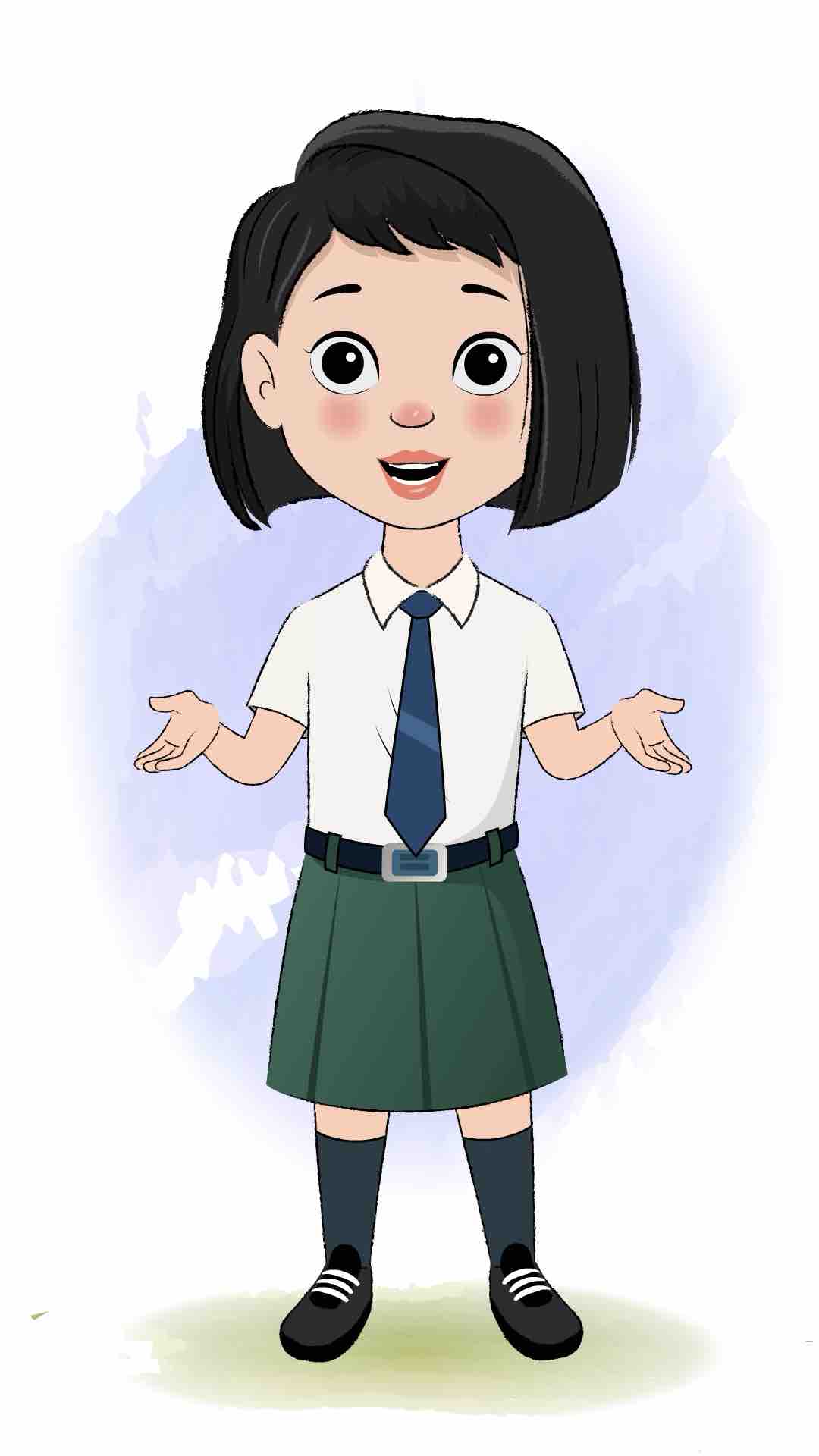 A school girl talking animated cartoon character aka anaya