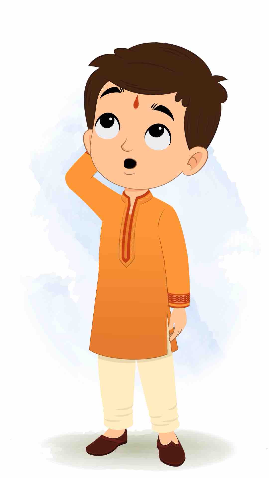 A confused Indian boy animated cartoon character aka bittu