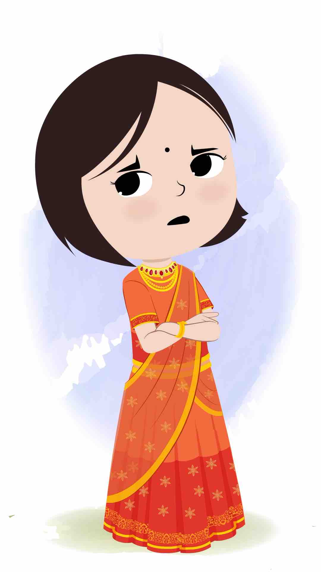 An annoyed little girl animated cartoon character aka tia