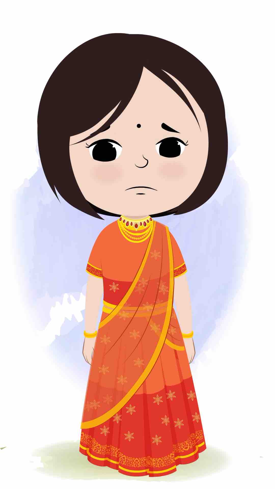 little girl sad animated cartoon character aka tia,sad girl