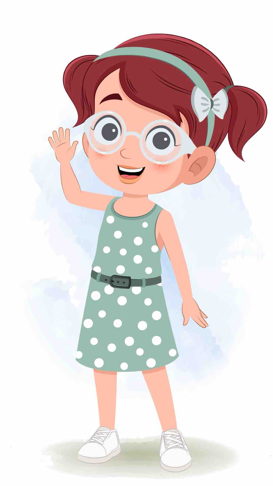 A cute little girl saying hello animated cartoon character aka naina