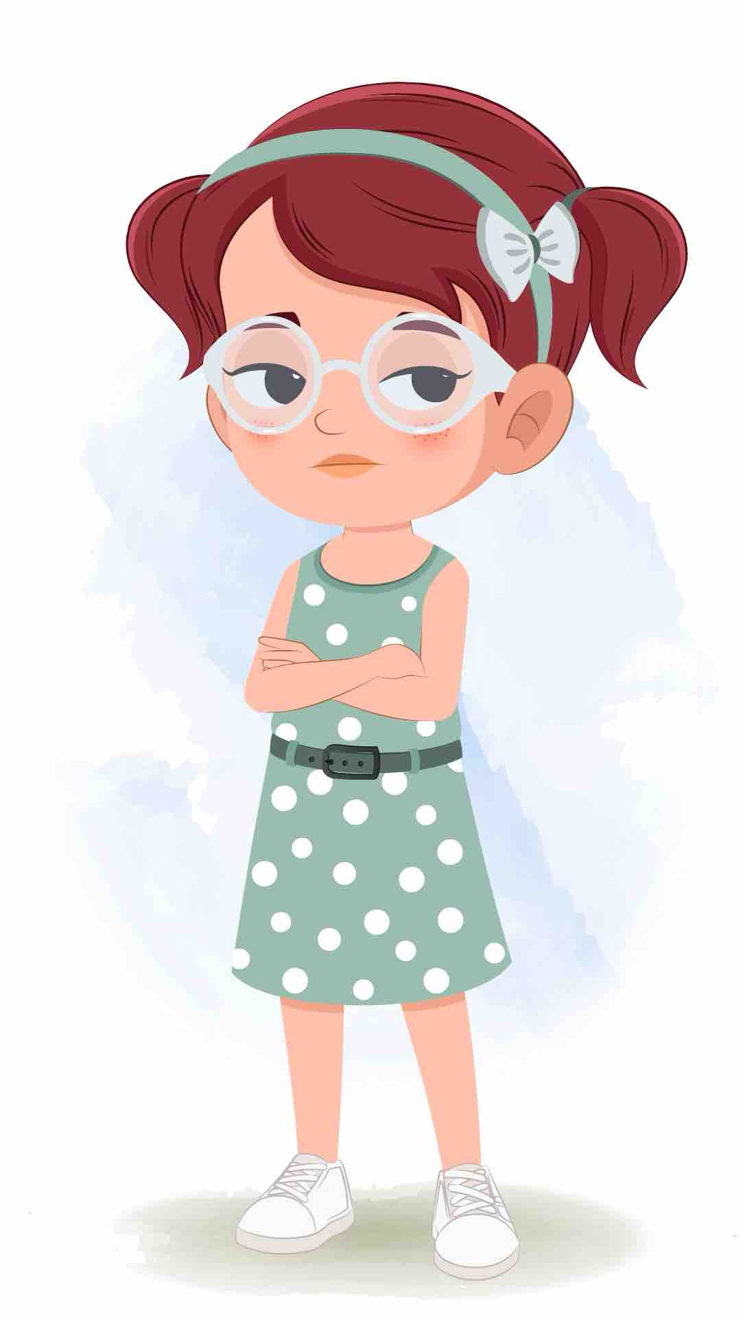 An annoyed cute little girl animated cartoon character aka naina