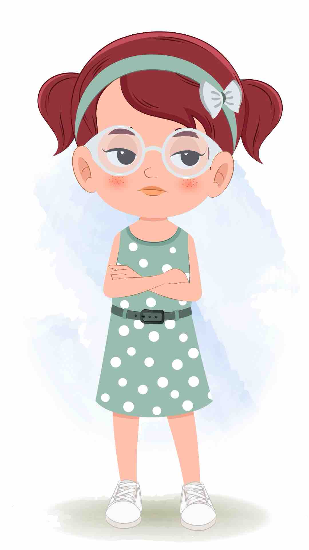 A cute little annoyed girl animated cartoon character aka naina