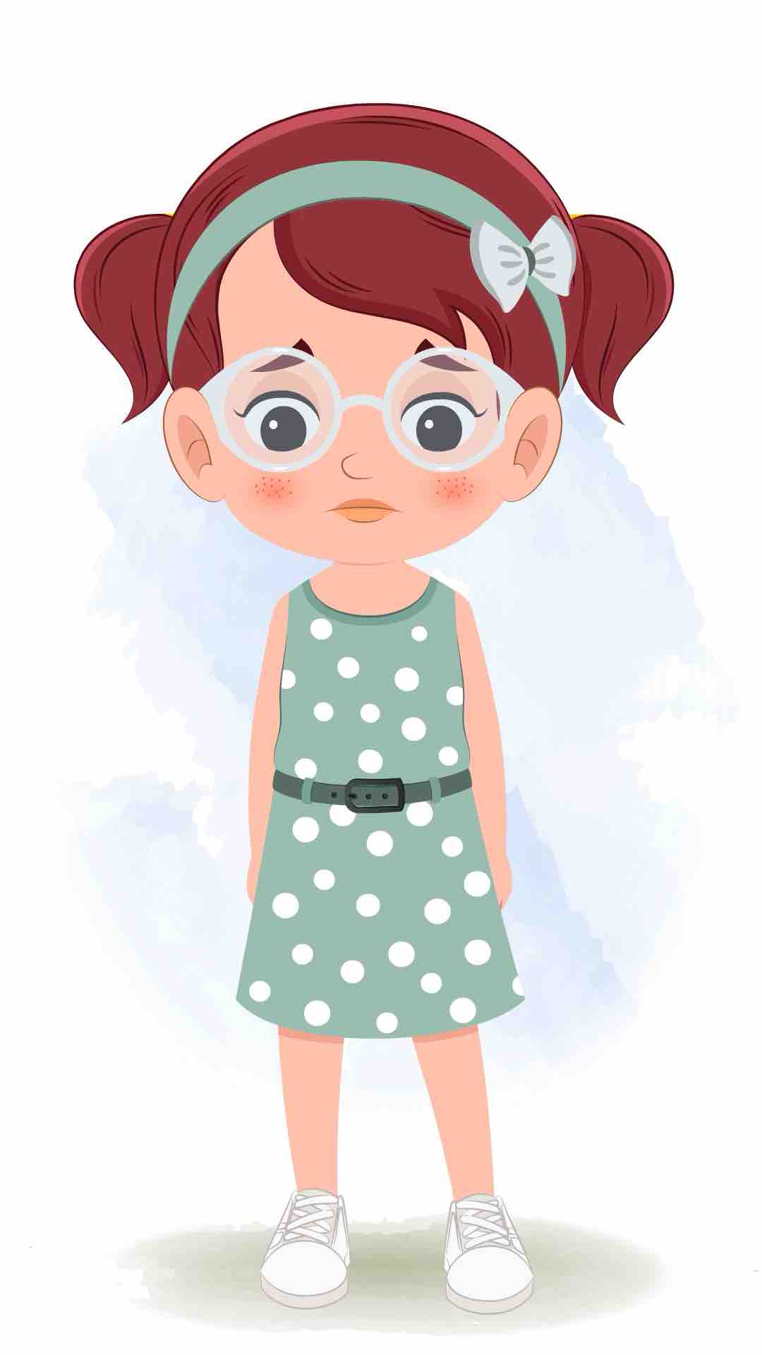 A cute little sad girl animated cartoon character aka naina