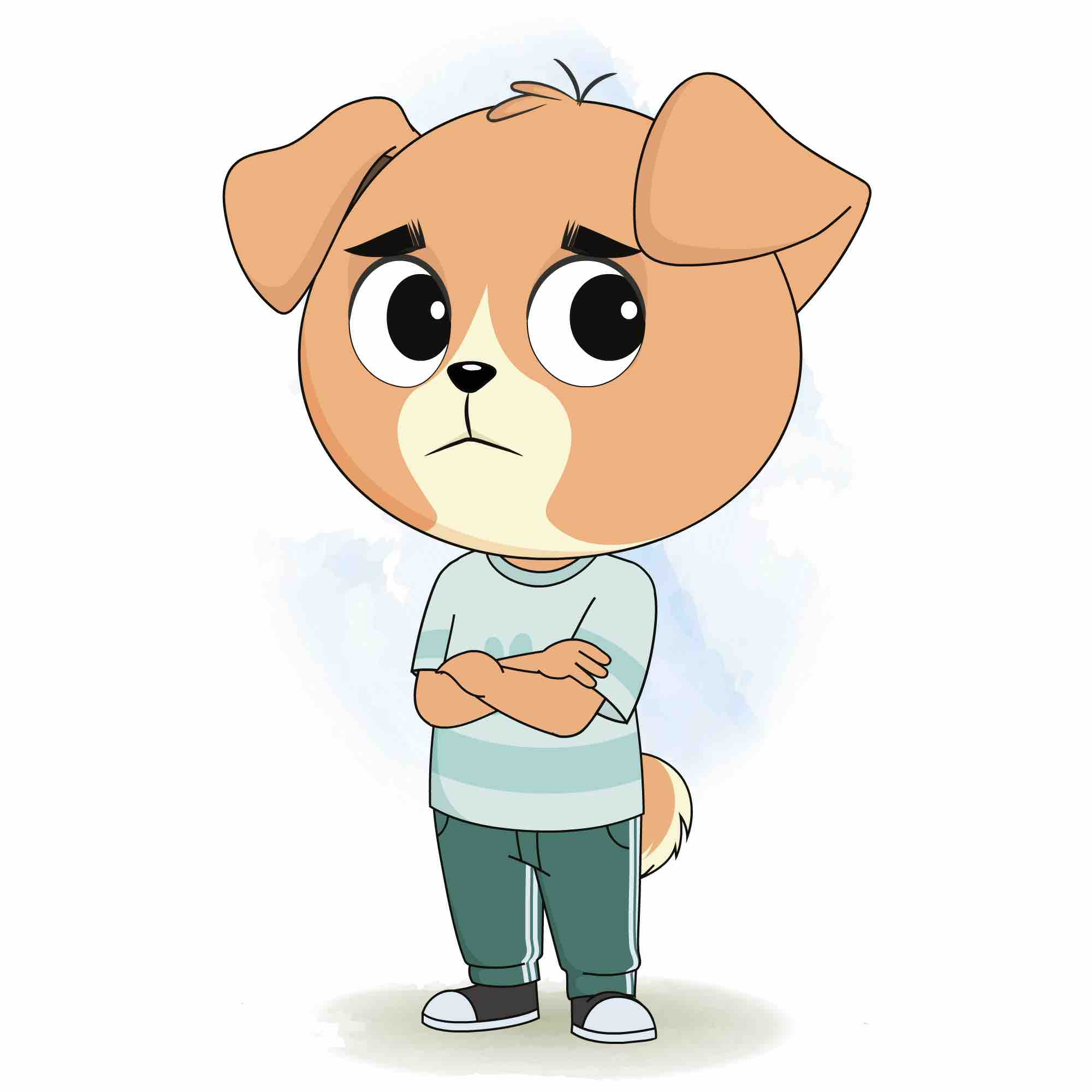 An annoyed dog animated cartoon character aka drag the dog