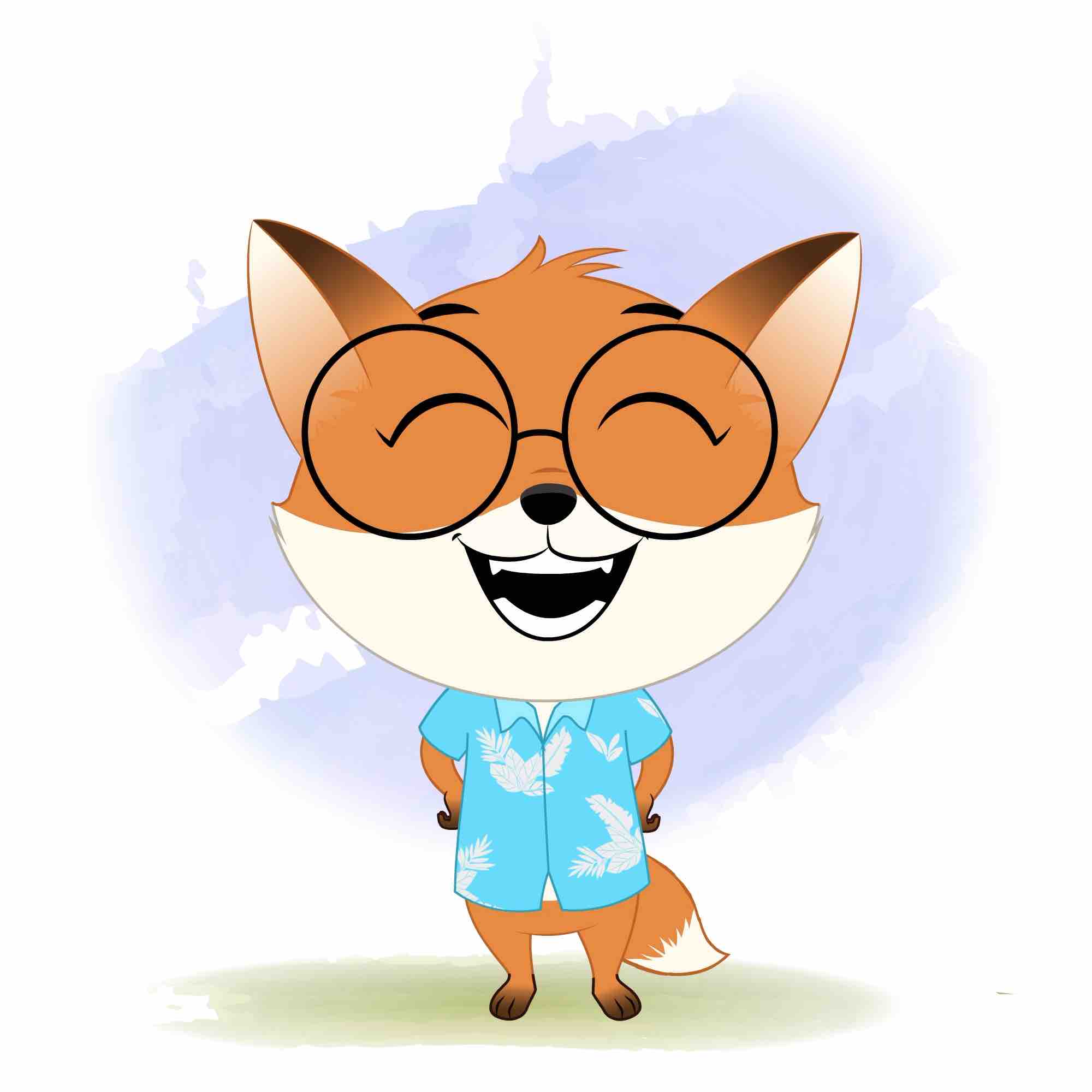 A cute little fox laughing animated cartoon character aka blaze the fox