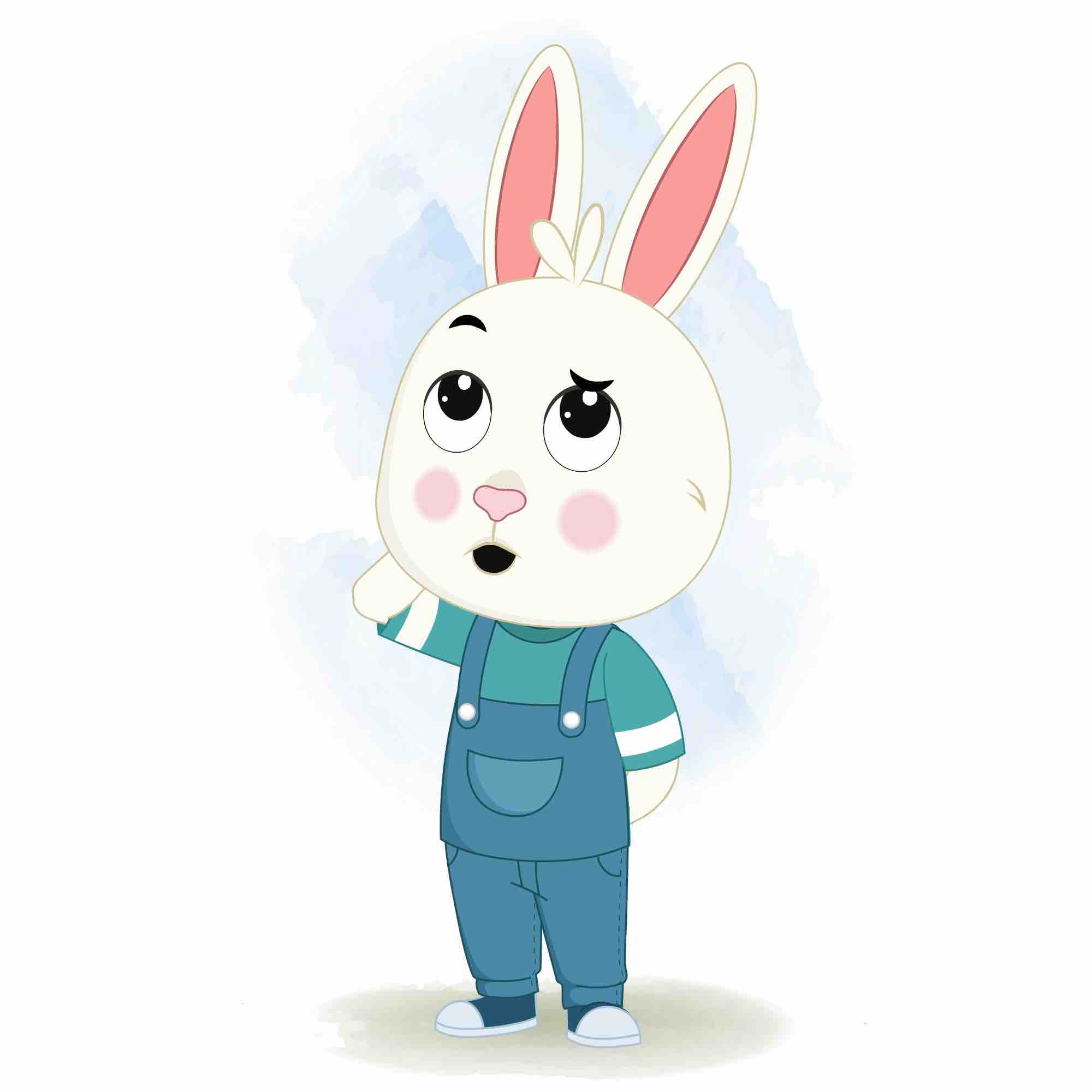 A confused rabbit animated cartoon character aka bunny the rabbit