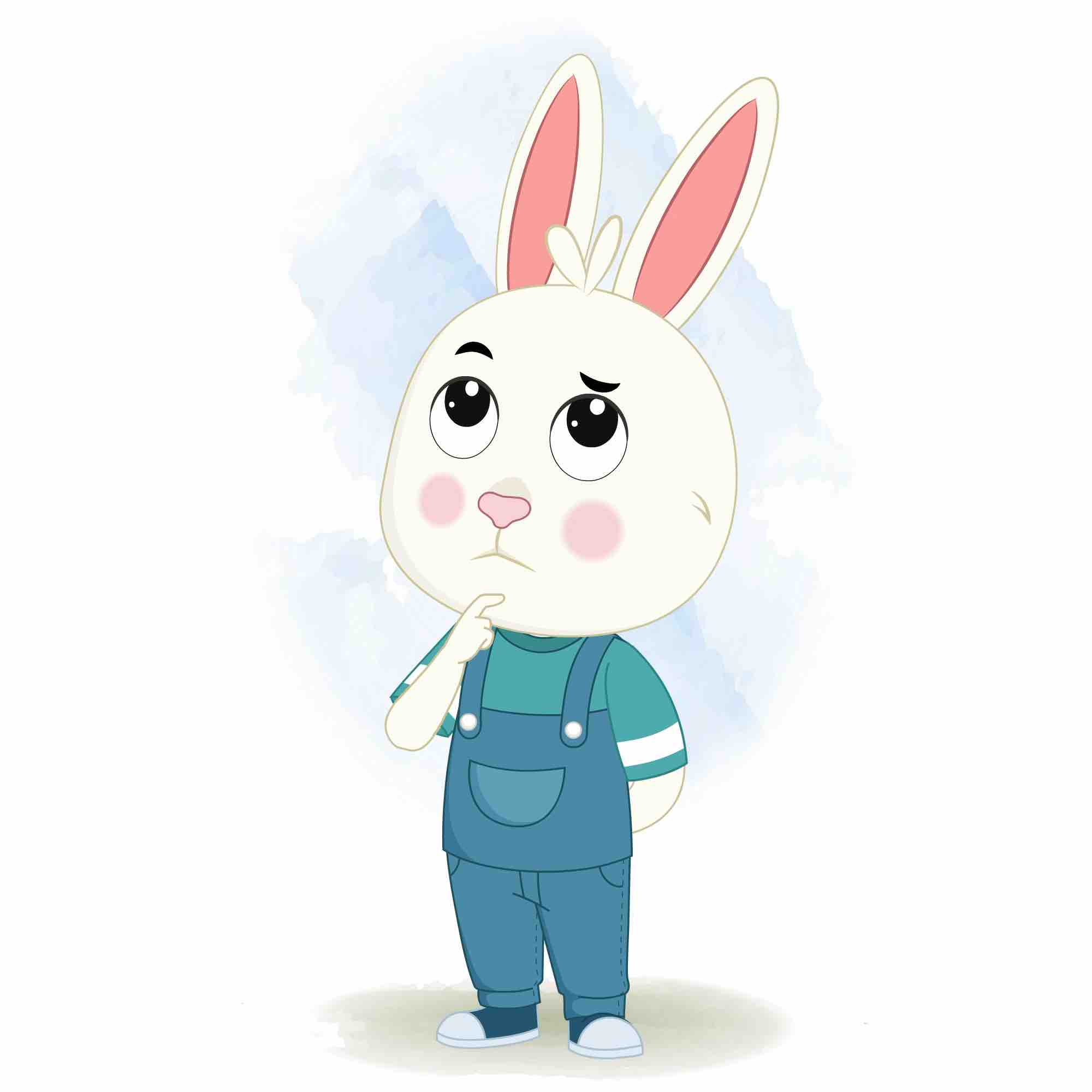 A little rabbit thinking animated cartoon character aka bunny the rabbit