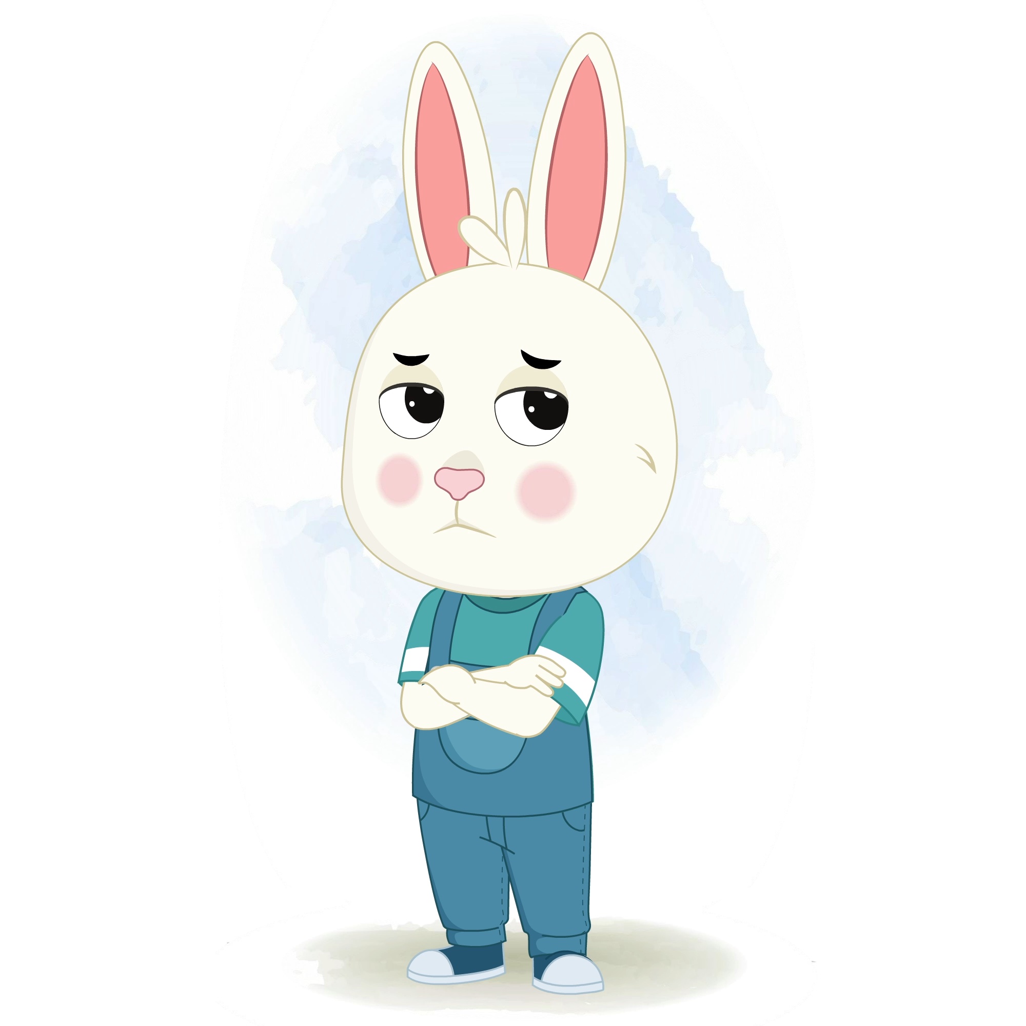 An annoyed rabbit animated cartoon character aka bunny the rabbit