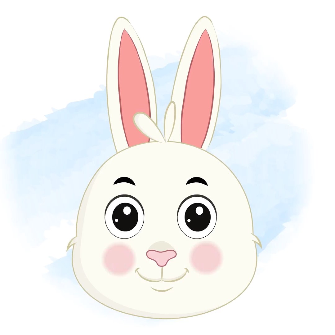 A rabbit animated cartoon face with different facial expressions aka bunny the rabbit