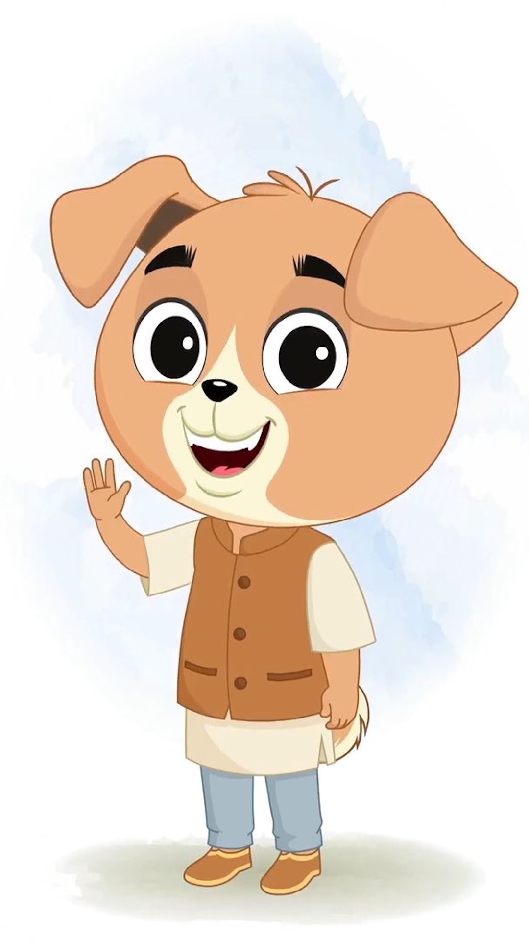 A cute little dog saying hello animated cartoon character aka tara the dog