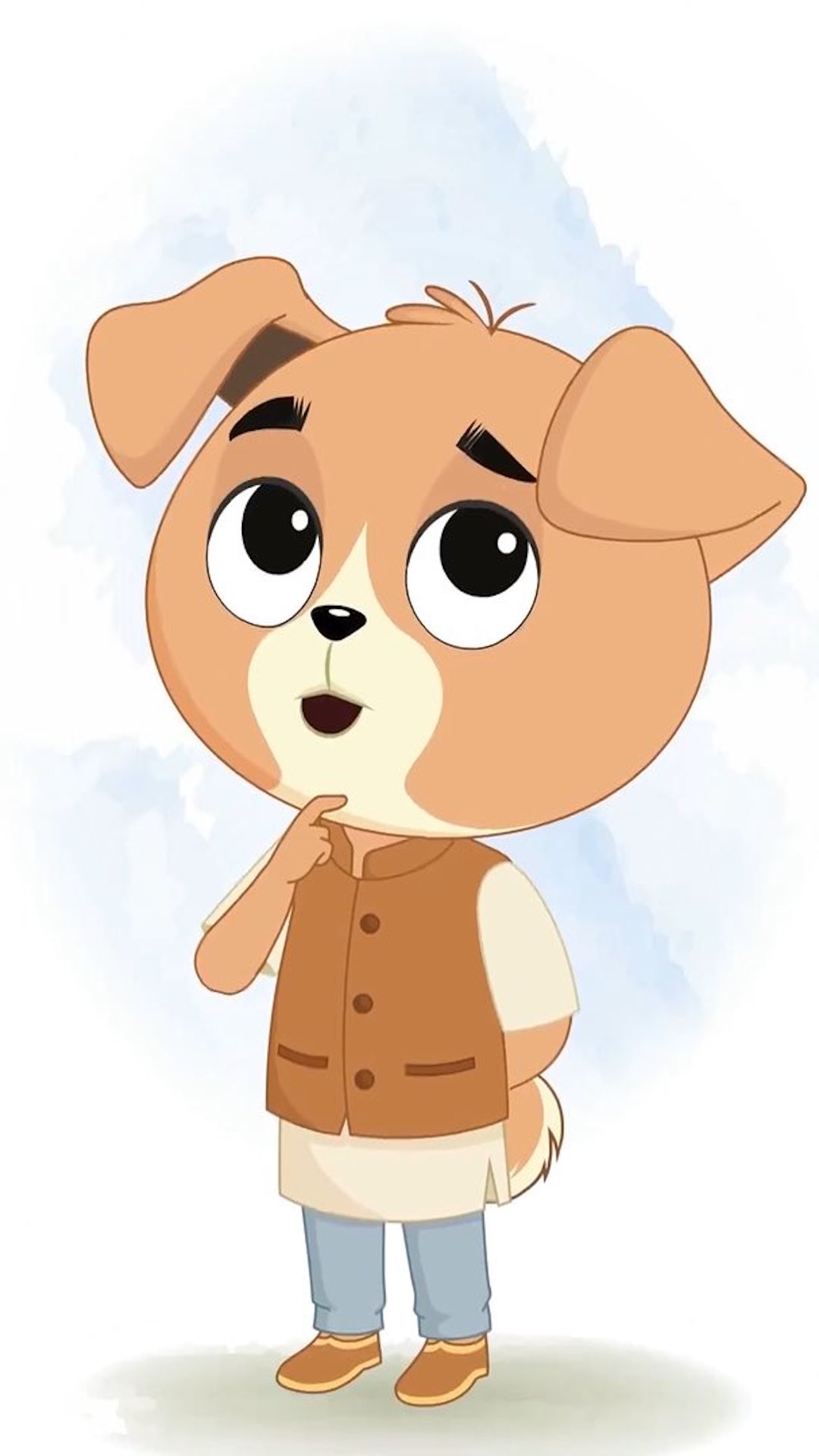 A cute little dog thinking animated cartoon character aka tara the dog