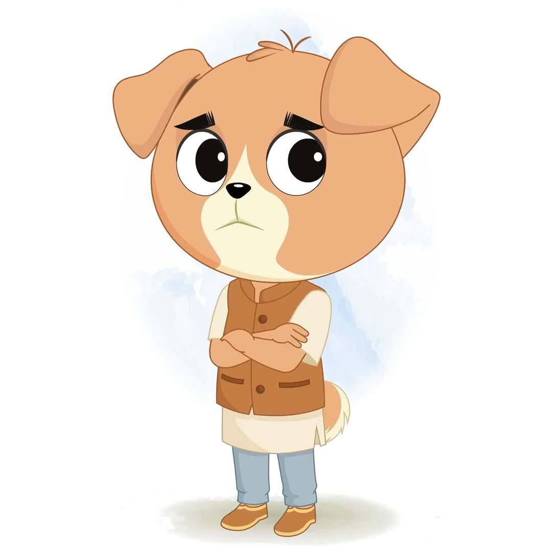 An annoyed cute little dog animated cartoon character aka tara the dog