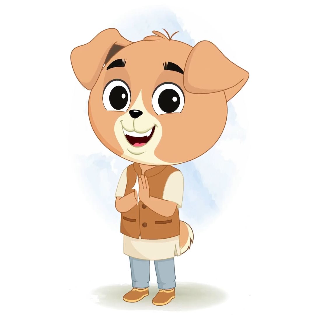 A cute little dog clapping animated cartoon character aka tara the dog