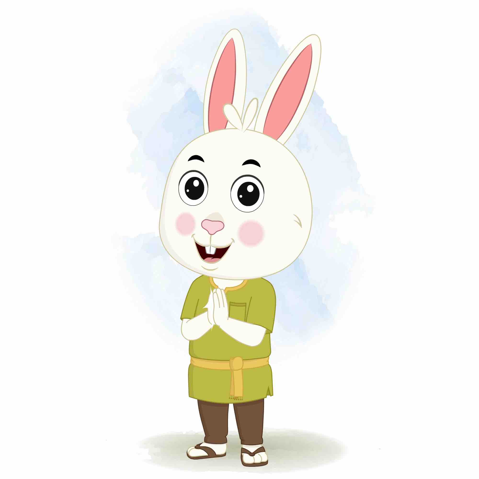 A rabbit clapping animated cartoon character aka heera the rabbit