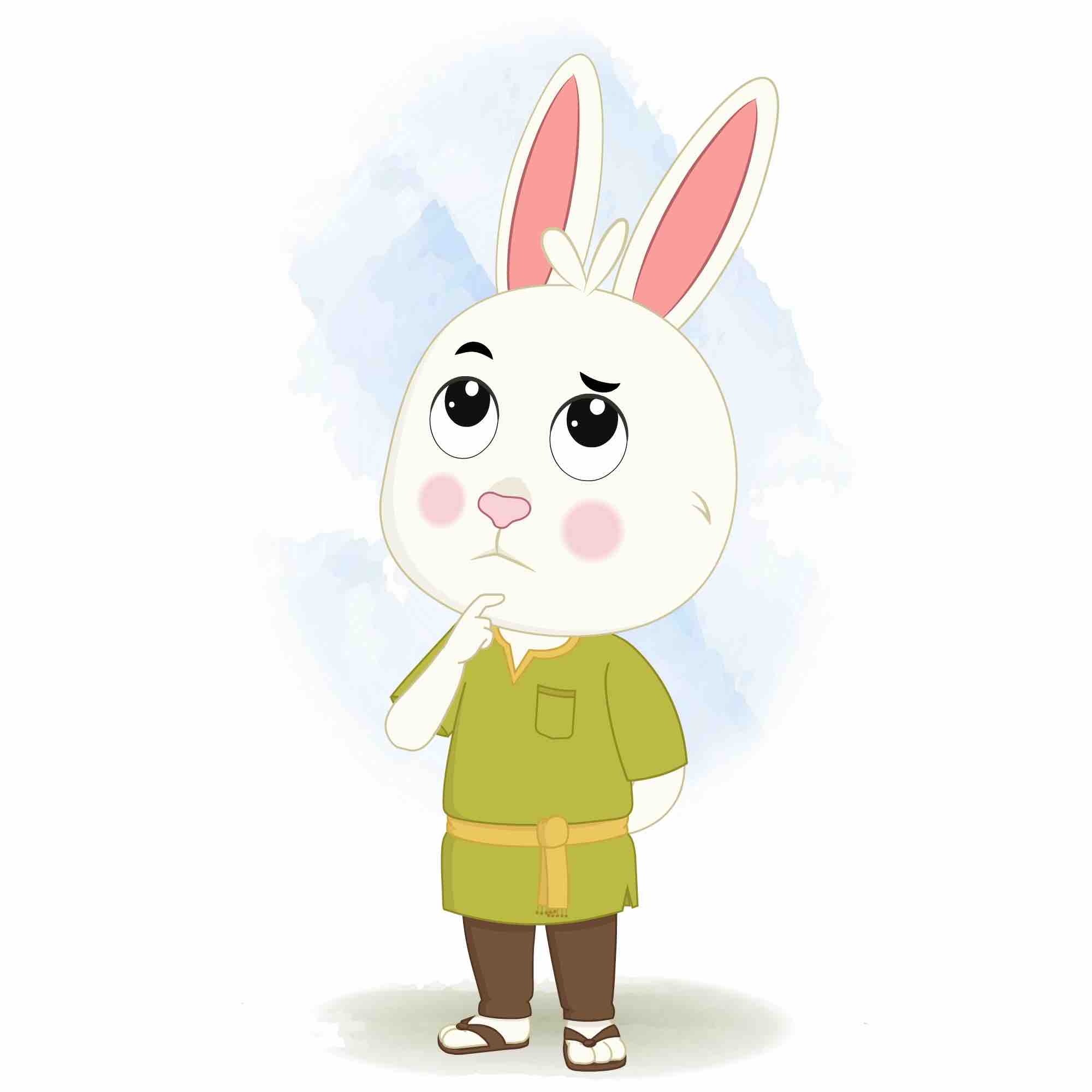 A rabbit thinking animated cartoon character aka heera the rabbit