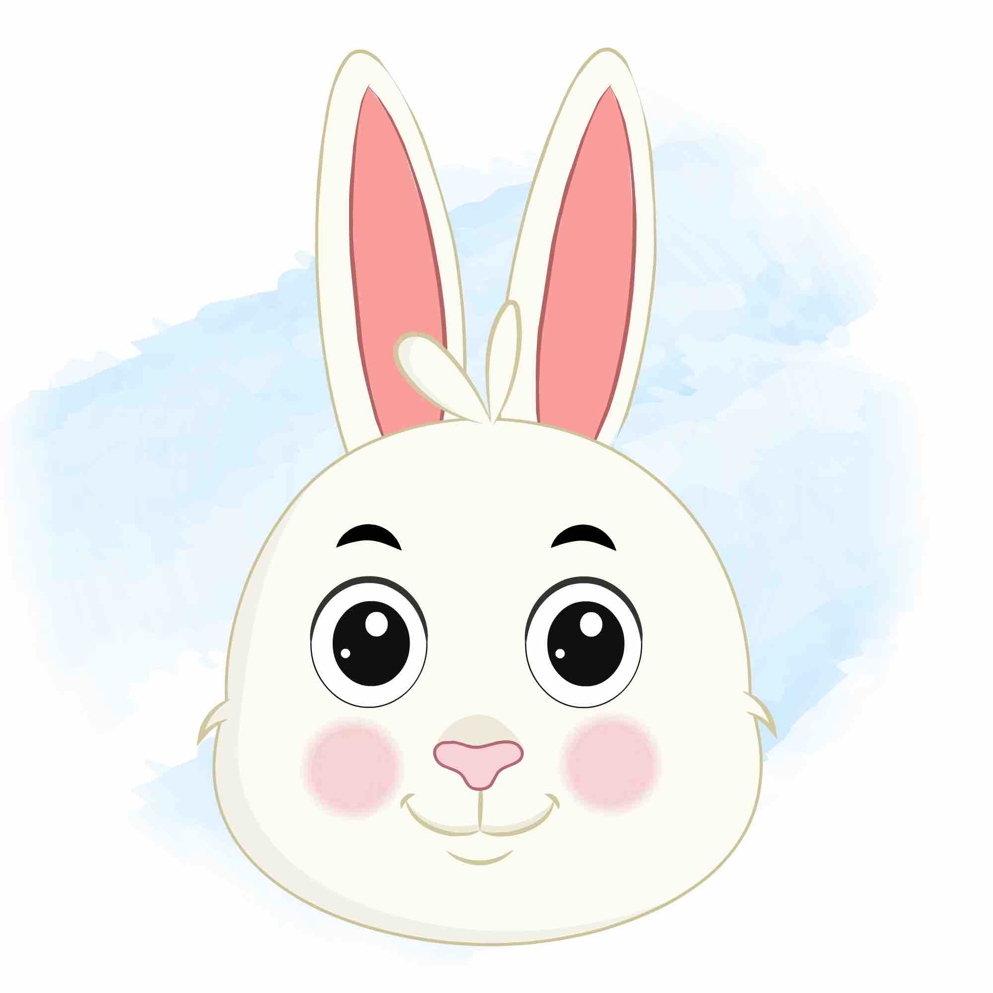 A rabbit animated cartoon face with different facial expressions aka heera the rabbit