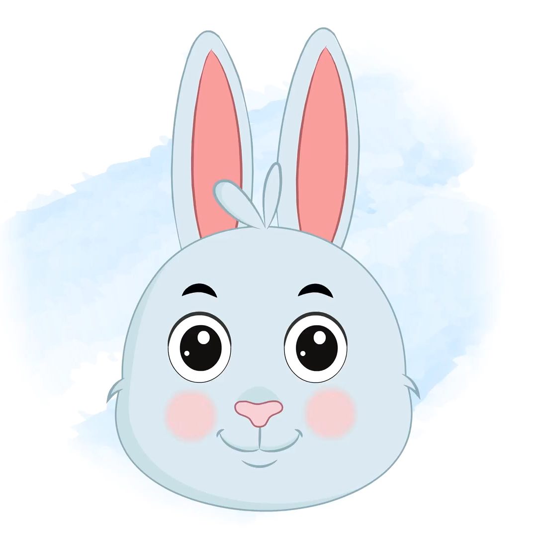 A cute rabbit animated cartoon face with different facial expressions aka drax the rabbit