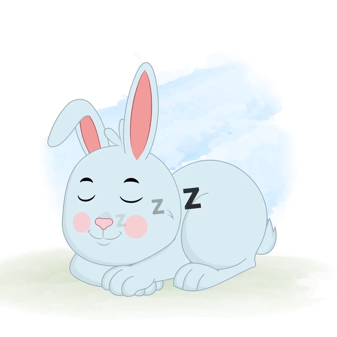 A little rabbit sleeping on floor animated cartoon character aka drax the rabbit