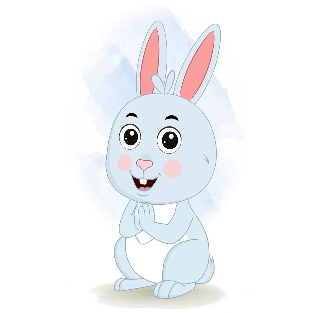 A cute rabbit clapping animated cartoon character aka drax the rabbit