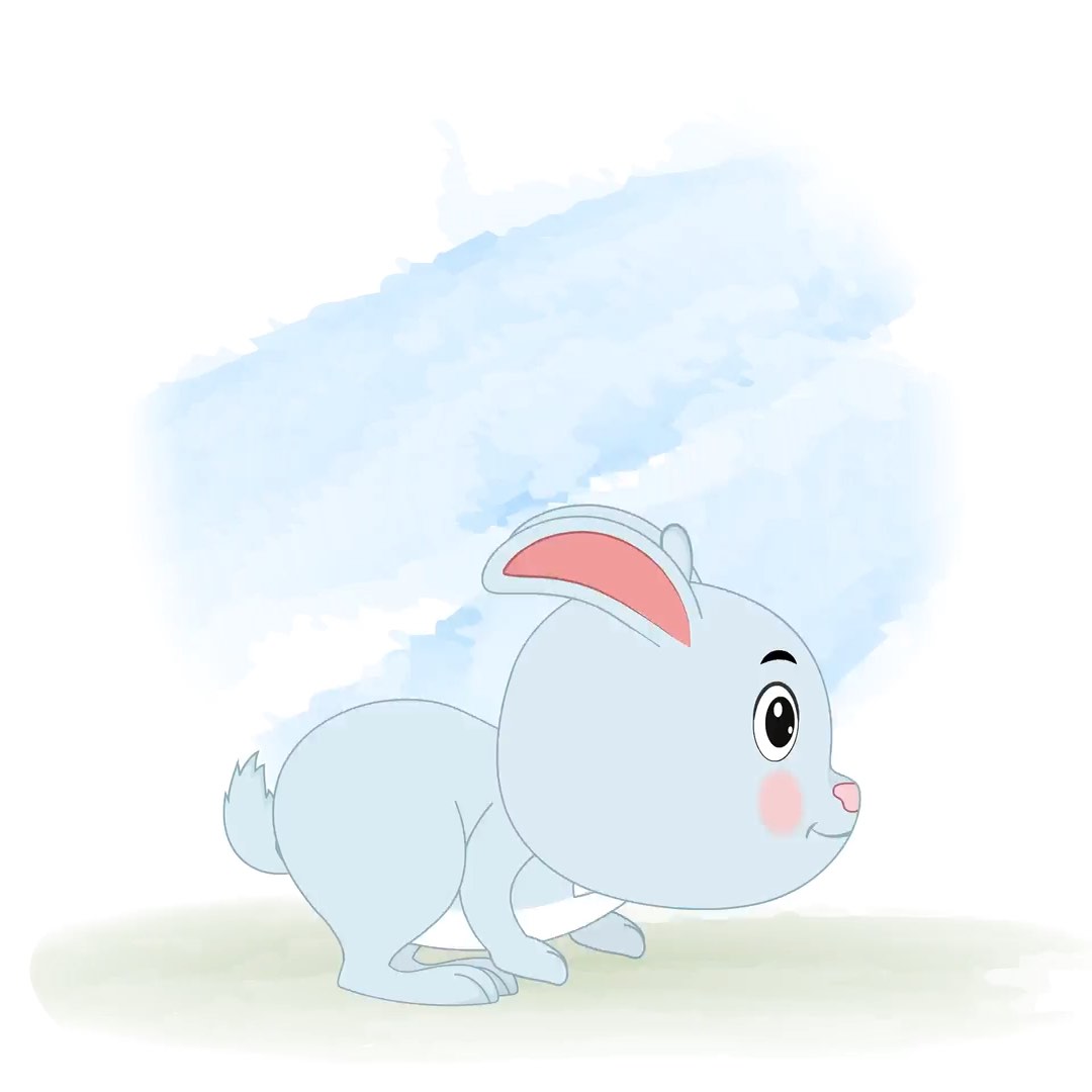 A cute rabbit running fast side view animated cartoon character aka drax the rabbit