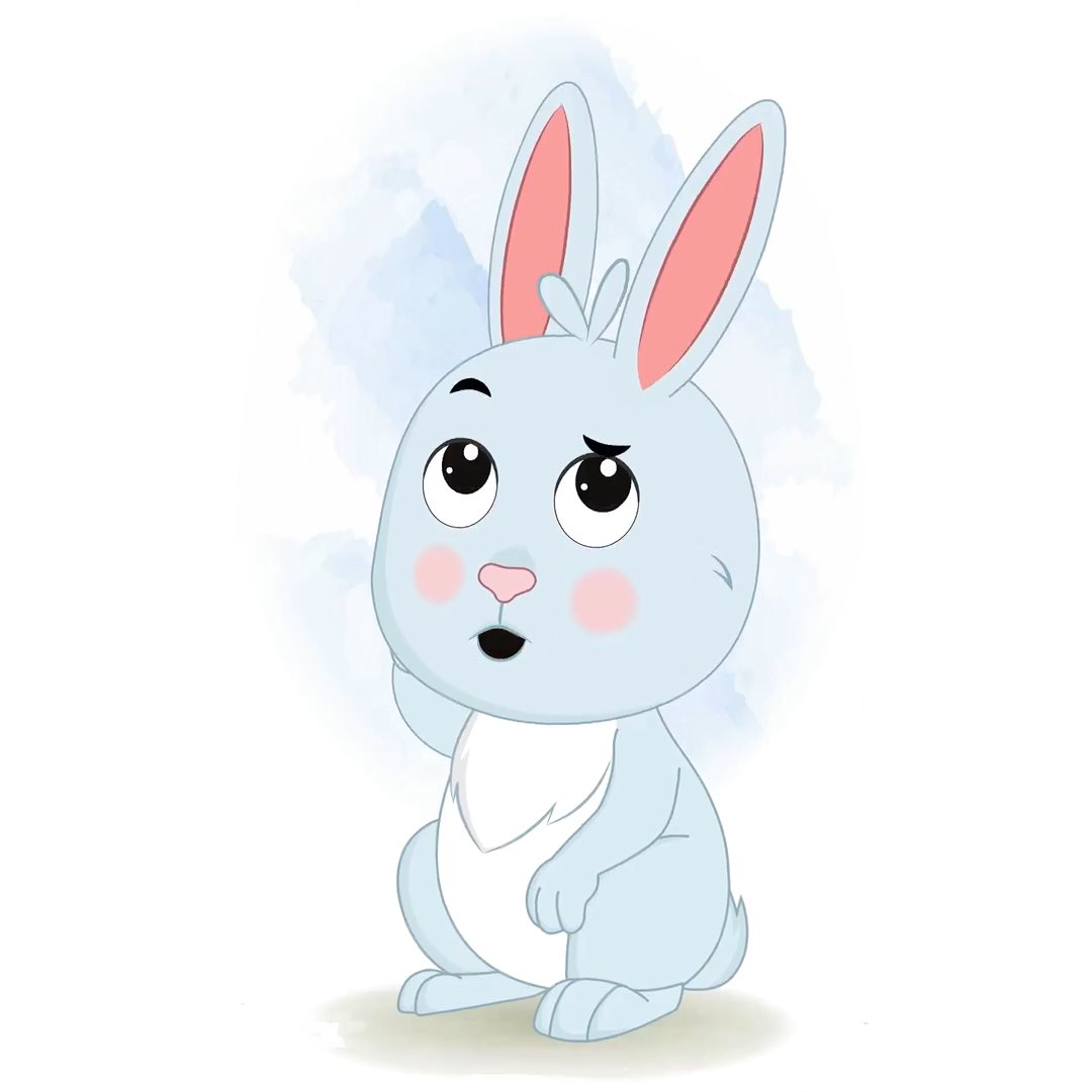 A confused cute rabbit animated cartoon character aka drax the rabbit