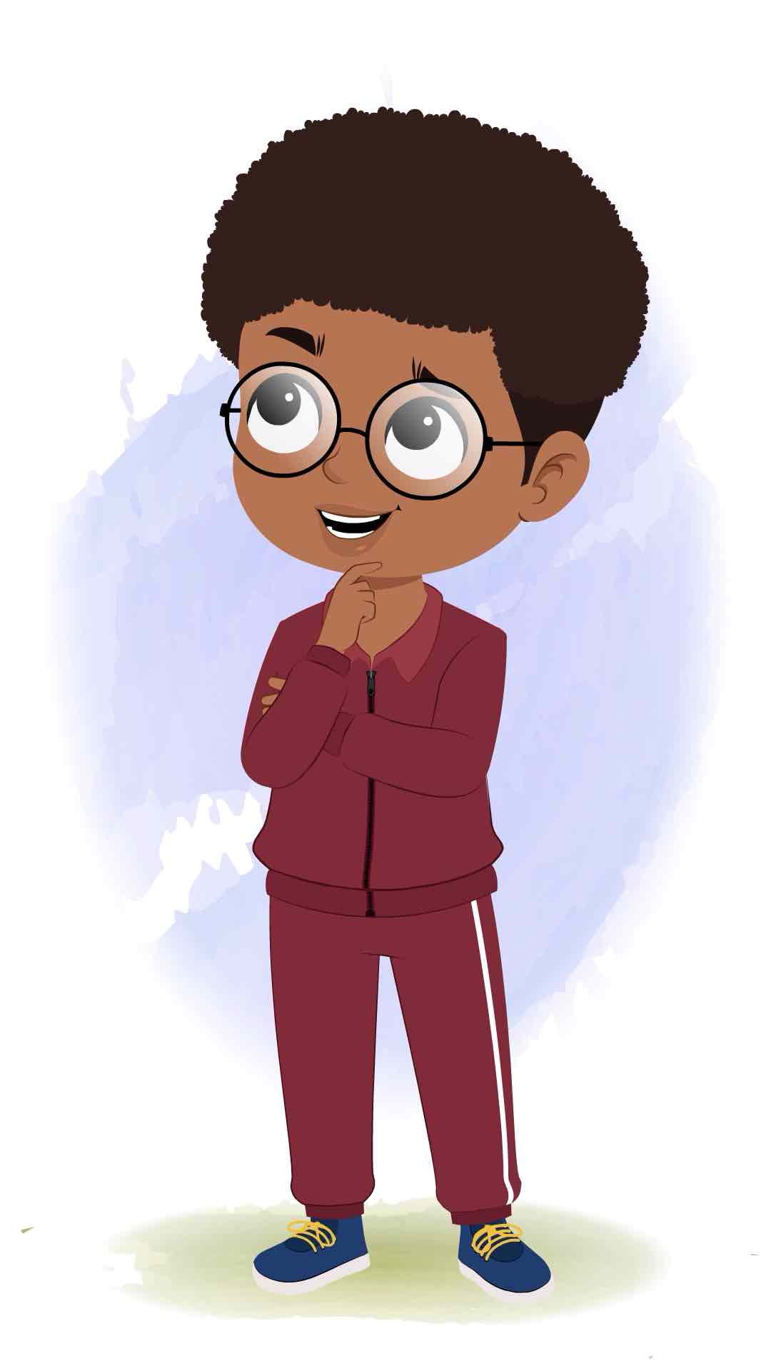 A cute black boy talking animated cartoon character aka advik