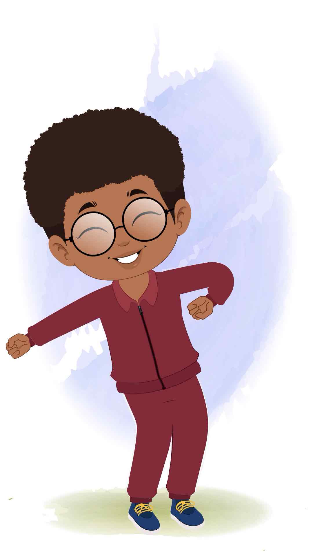 A cute black boy dancing animated cartoon character aka advik